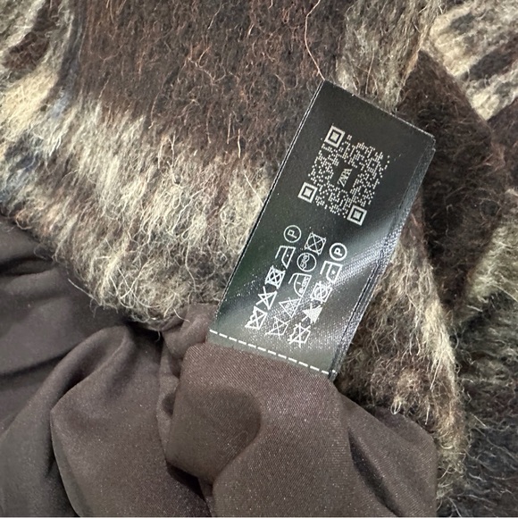 NWT Zara Plaid Jacket Wool Blend Cropped Black White Brown Shacket Women S 6318 - Picture 9 of 13